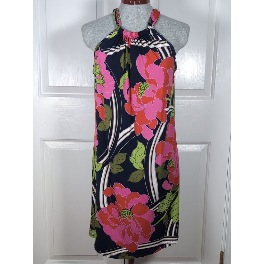 NWT Trina Turk Juju Halter Mini Dress Floral Swirl Retro Print Vacation Boho S